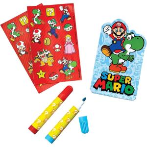 Stationery Set (5″ x 3″) – Pack of 5 – Colorful Gluebound Notebook, 2 Sticker Sheets & 2 Markers – The Perfect Gift for Kids, Creative & Fun Learning, Spider-Man(Super Mario Brothers)