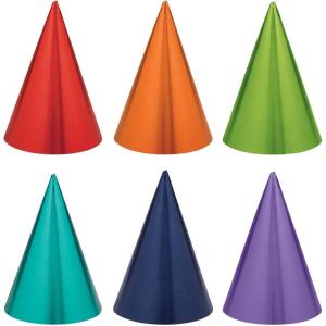 Stunning Rainbow Foil Cone Hat – 7″ (Pack of 12) – Vibrant Colors & Stylish Party Accessory, Top-Quality Material – Perfect for Birthday Party