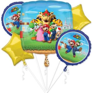 Super Mario Bros Foil Balloon Bouquet, 5pc