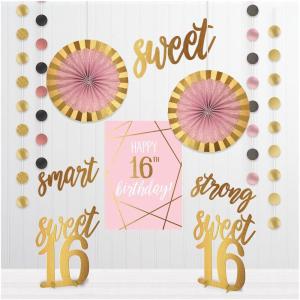 Ultimate Blush Sixteen Room Decorating Kit – All-in-One Set – Elegant Blush Design, Unforgettable Celebration Experience – Perfect for Fabulous 16th Birthday Bash(Blush)