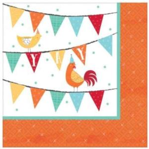 Vibrant Birthday Balloons Beverage Napkins, 5″ – 36 Count – Colorful & Durable Party Essentials, Perfect for Celebrations & Events(Barnyard Birthday)