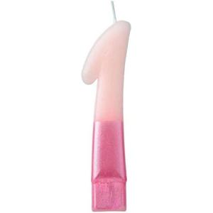 Vibrant Pink Numeral Candle #4-3.75″ | Premium Wax & Metallic Design – Perfect for Birthdays, Anniversaries & Themed Parties (1 Pc.)(Numeral #1)