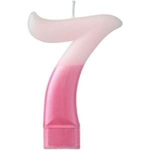 Vibrant Pink Numeral Candle #4-3.75″ | Premium Wax & Metallic Design – Perfect for Birthdays, Anniversaries & Themed Parties (1 Pc.)(Numeral #7)
