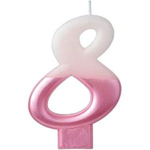Vibrant Pink Numeral Candle #4-3.75″ | Premium Wax & Metallic Design – Perfect for Birthdays, Anniversaries & Themed Parties (1 Pc.)(Numeral #8)