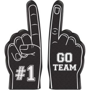 amscan Mini Foam Finger | Black | #1 Go Team | 12 Pcs. Black/White, 5.125″