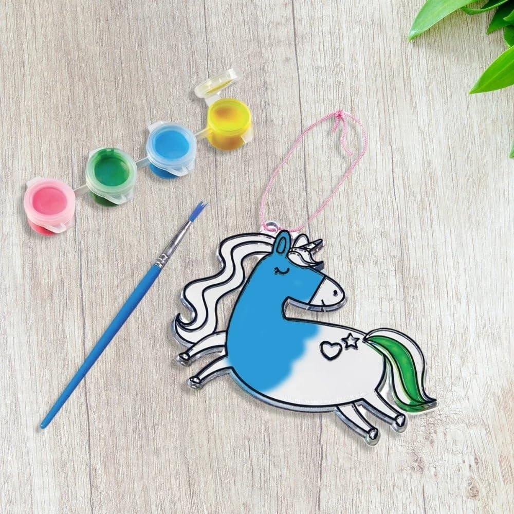 imageUnicorn Suncatcher Kit 39quot x 43quot Includes 4 Vibrant Paints Paintbrush String Perfect for Gifts ampamp Party Favors 1 Set