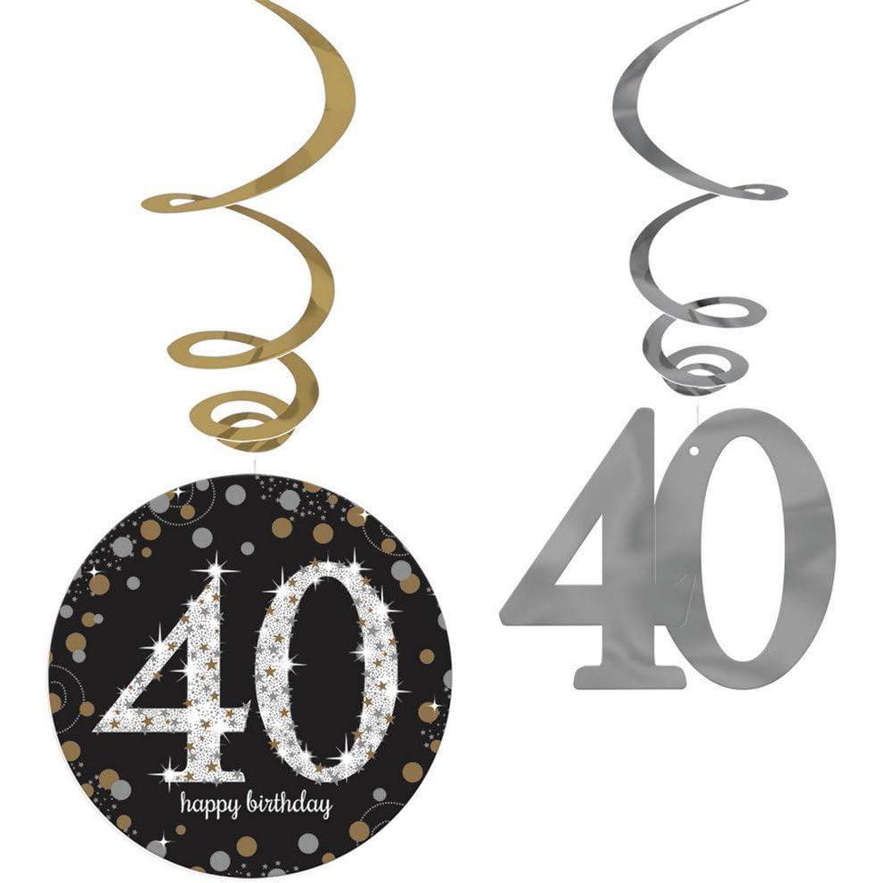 imageAmscan Sparkling Celebration 40 Foil Swirl Decorations  Pack of 12  Durable ampamp Vibrant Design  Perfect for Parties Events ampamp FestivitiesSparkling Celebration Age 40 Hanging Swirls