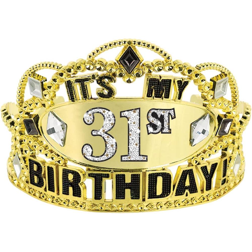 imageElegant Sparkling Celebration Gold Plastic Tiara 35quot x 5quot 1 Pc Ideal for Birthdays Anniversaries ampamp Events