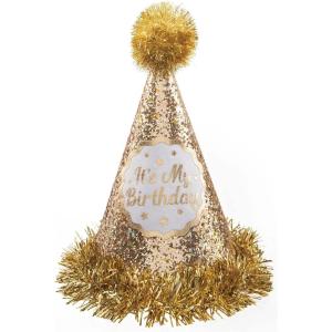 Amscan Cone Hat (1 Pc.) – Premium Quality Material, Stand Out & Shine Accessory – Perfect for Birthday Celebration(Gold)