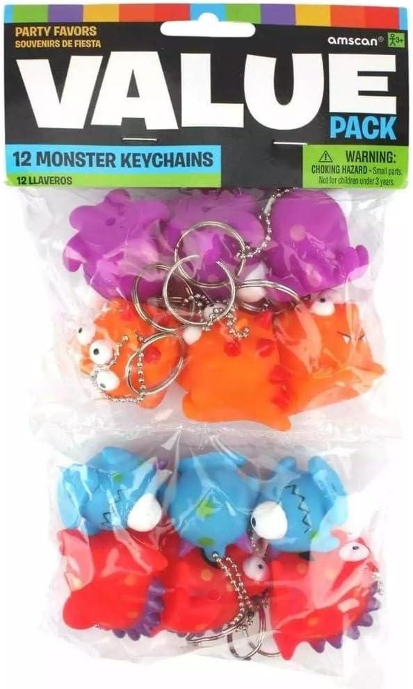 imageAssorted Multicolor Monster Rubber Keychains 175quot x 15quot Pack Of 12 Perfect For Birthdays Events ampamp CollectorsPack of 12