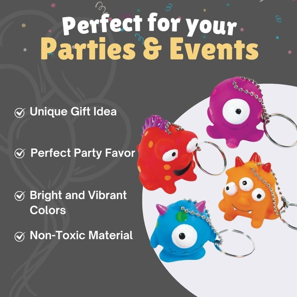imageAssorted Multicolor Monster Rubber Keychains 175quot x 15quot Pack Of 12 Perfect For Birthdays Events ampamp CollectorsPack of 12