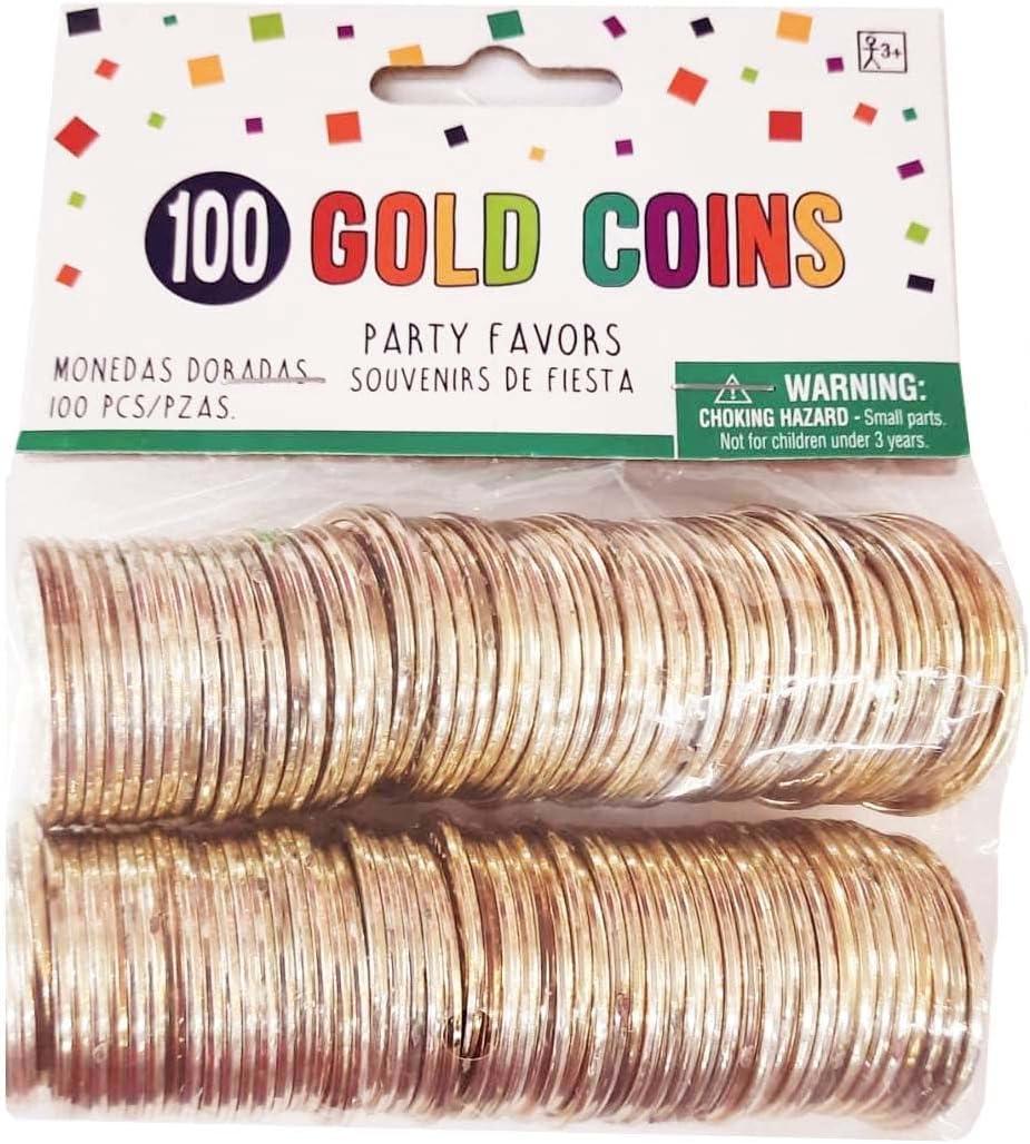 imageamscan Gold Coins Plastic High Count Favor 137quot Gold Pack of 100