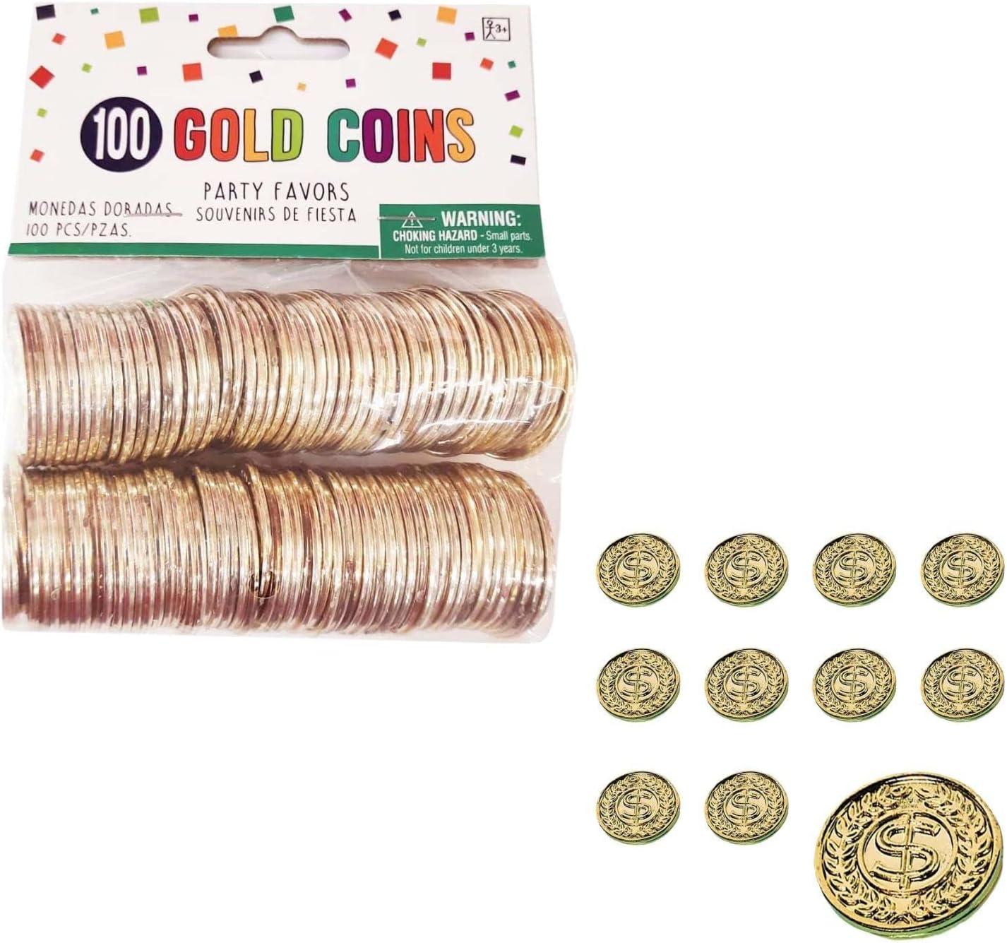 imageamscan Gold Coins Plastic High Count Favor 137quot Gold Pack of 100