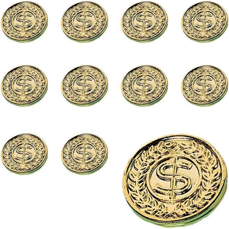 imageamscan Gold Coins Plastic High Count Favor 137quot Gold Pack of 100