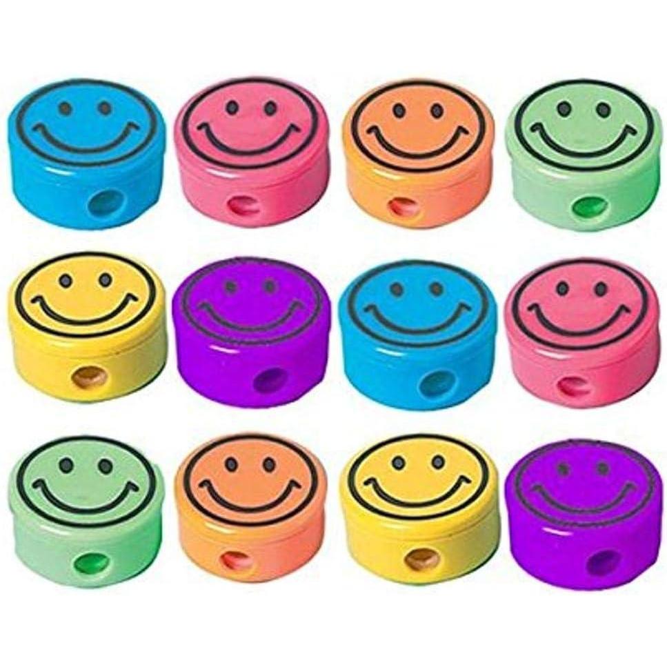 imageVibrant Smile Pencil Sharpener Value Set 15quot x 15quot x 075quot Pack of 12 Assorted Multicolored Fun ampamp Durable Plastic Sharpeners Perfect Party Favor ampamp Classroom Essential by Smile Makers1 12 x 1 12 x 34