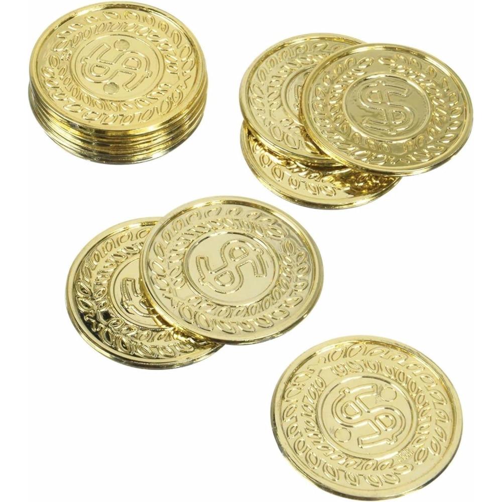 imageamscan Gold Coins Plastic High Count Favor 137quot Gold Pack of 100