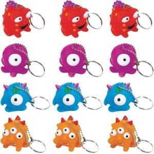 Assorted Multicolor Monster Rubber Keychains – 1.75″ x 1.5″ (Pack Of 12) – Perfect For Birthdays, Events & Collectors(Pack of 12)