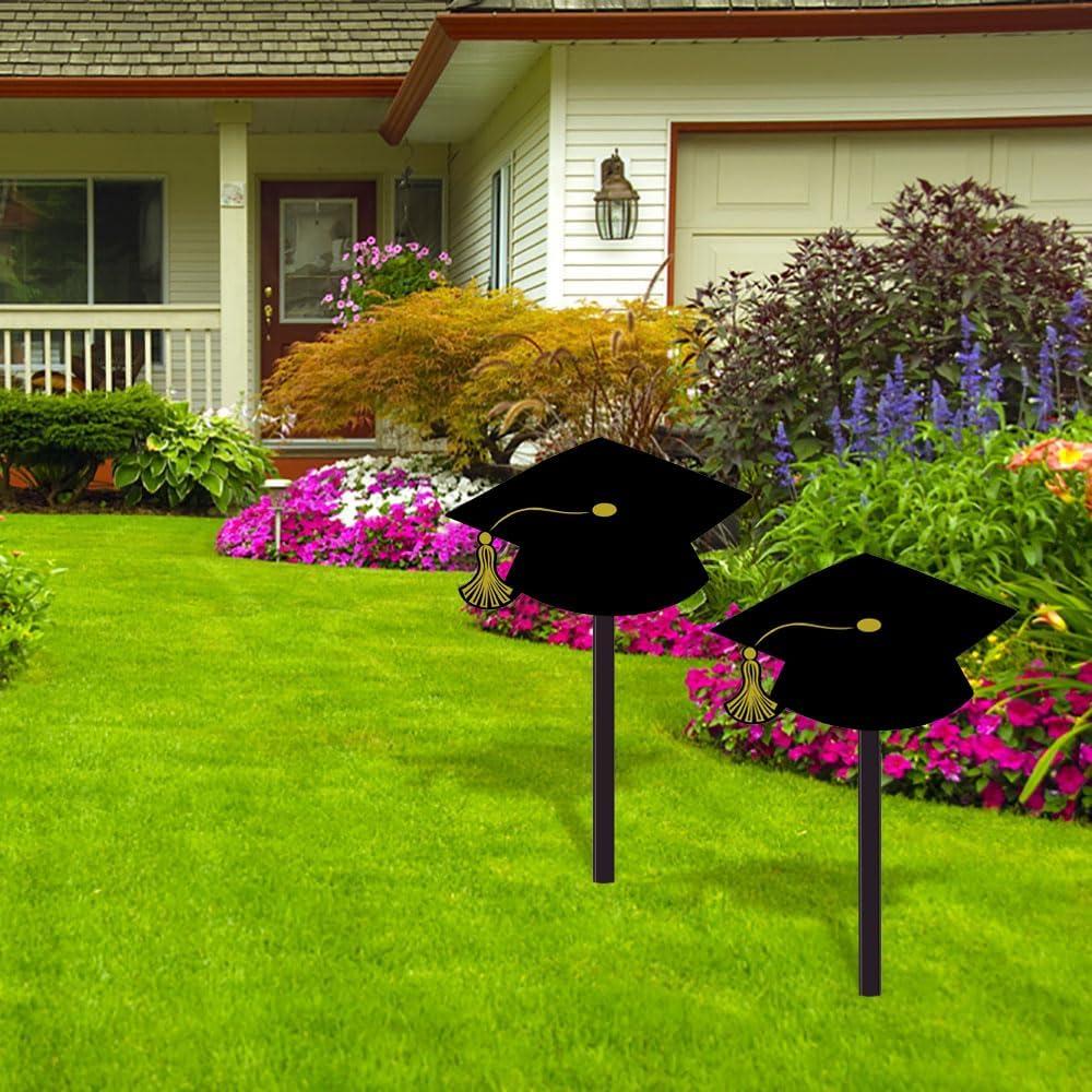 imageBlack Graduation Cap Plastic Yard Sign 136in x 2975in