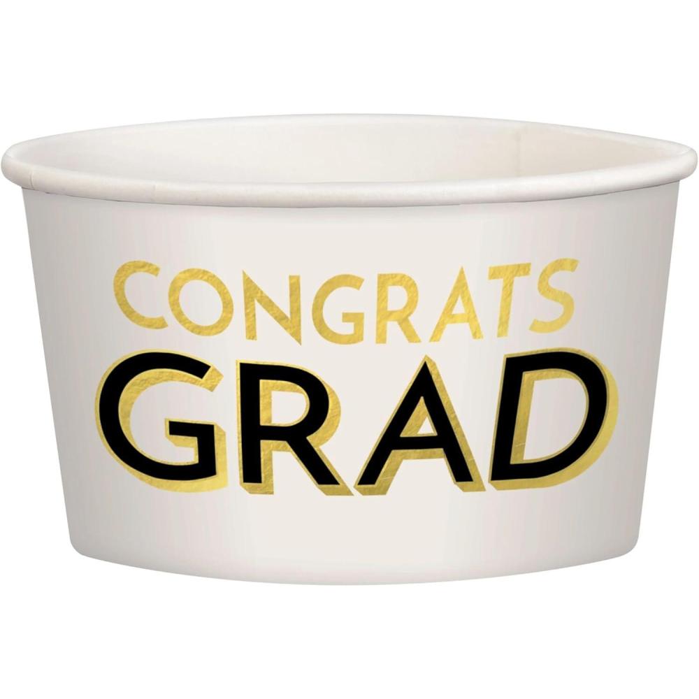 imageAmscan Congrats Grad Paper Treat Cups 95 oz White Pack of 8