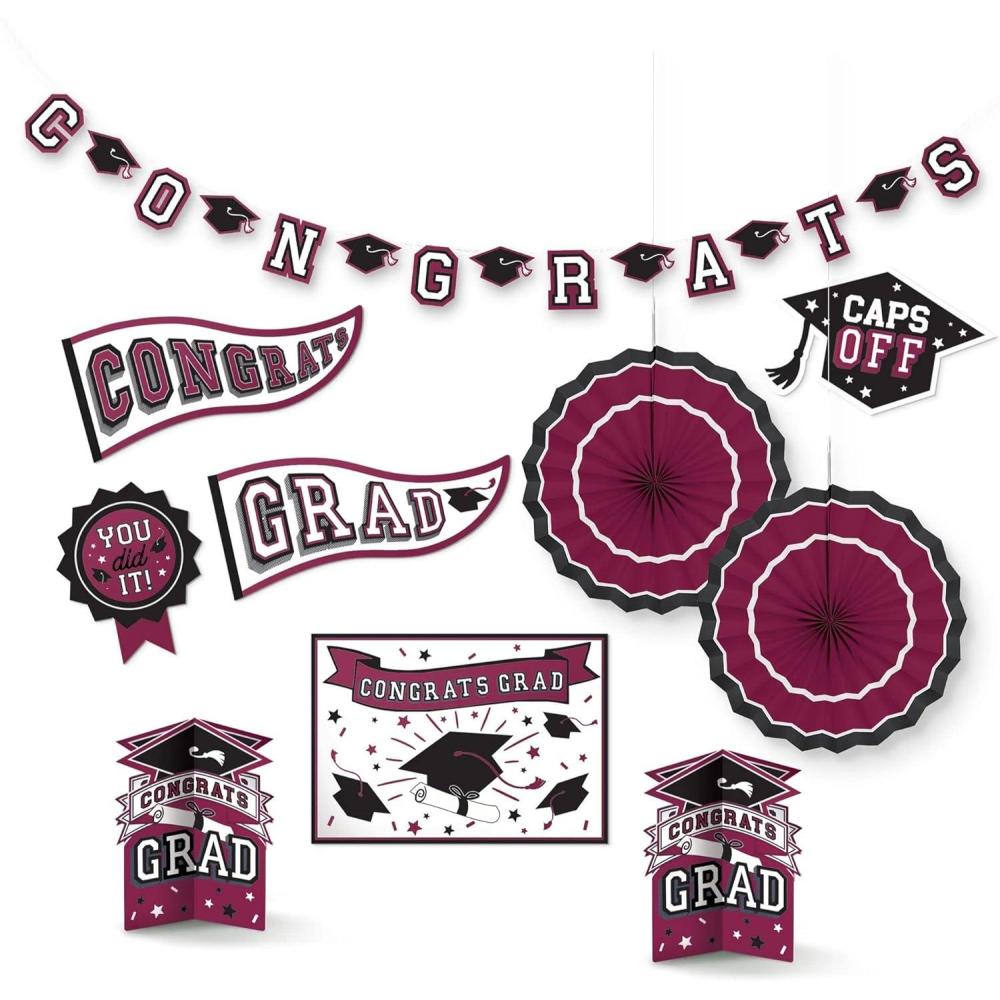 imageStunning Purple Grad Room Decorating Kit  Pack of 10  Effortless SetUp ampamp Durable Materials  Perfect for Graduation CelebrationsBerry