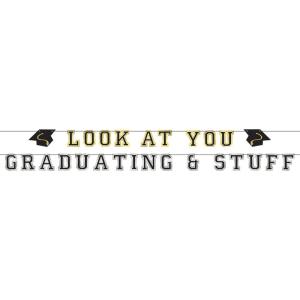 Letter Banner Set – Pack of 2 – Eye-Catching Design, High Quality Indoor/Outdoor Decor – Perfect for Graduation Parties, 12′, Graduation Fun, Multicolor(Silver & Gold)