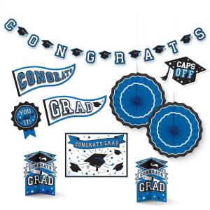 Stunning Purple Grad Room Decorating Kit – Pack of 10 – Effortless Set-Up & Durable Materials – Perfect for Graduation Celebrations(Bright Royal Blue)