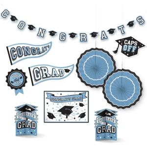 Stunning Purple Grad Room Decorating Kit – Pack of 10 – Effortless Set-Up & Durable Materials – Perfect for Graduation Celebrations(Powder Blue)
