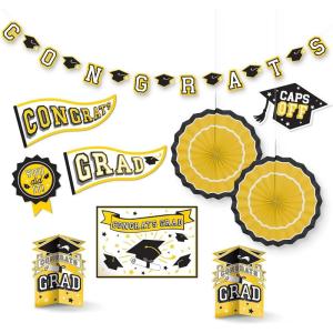Stunning Purple Grad Room Decorating Kit – Pack of 10 – Effortless Set-Up & Durable Materials – Perfect for Graduation Celebrations(Yellow Sunshine)