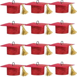 Felt Grad Cap Balloon Weight – 1.75″H x 4″ W | 1 Pc., Gold(Red)