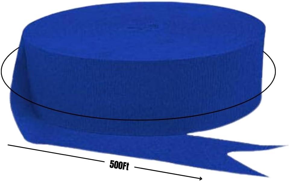 imageVibrant Jumbo Bright Royal Blue Crepe Roll 500 Feet 1 Piece Premium Quality Perfect for Events ampamp PartiesRoyal Blue