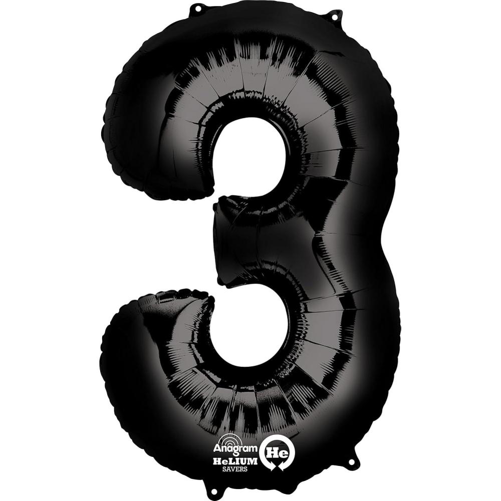 imageAnagram 30142 Number 3 Black Foil Balloon 34quot