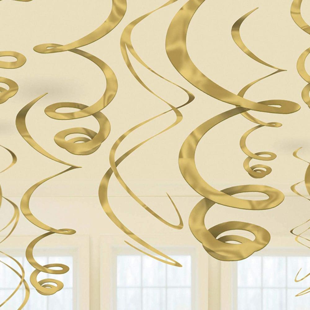 imageDazzling Gold Plastic Swirl Decorations  22quot Pack of 12  Versatile ampamp EyeCatching DecorGold