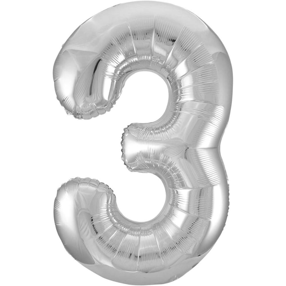 imageMayflower Distributing 62915 34 in 3 Silver Number Shape Balloon PKG