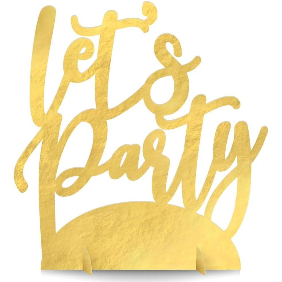 imageSparkling quotLets Partyquot Gold Foil Centerpiece Decor 863quot x 95quot  1Count  Perfect for Any Celebration
