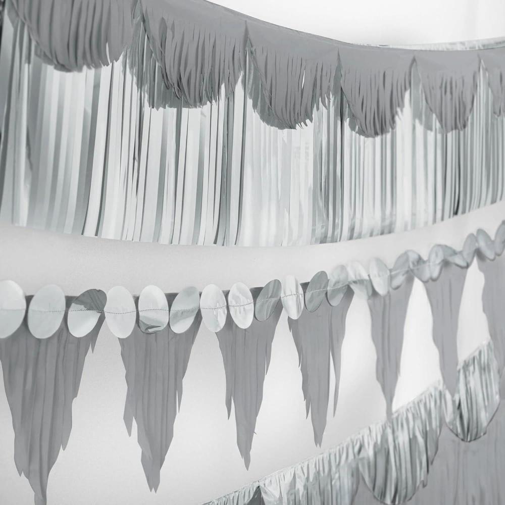 imageStriking Black Multi Shape Fringe Banner Kit  6 ft Pack of 6  Dazzling ampamp Versatile Style Sturdy Tissue ampamp Foil Decor  Perfect for All EventsSilver