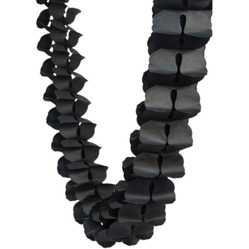 imageStunning Jet Black Paper Garland 12 1 Pc Long Party Decor Perfect for Creating Eyecatching Atmosphere ampamp Elevating CelebrationsJet Black