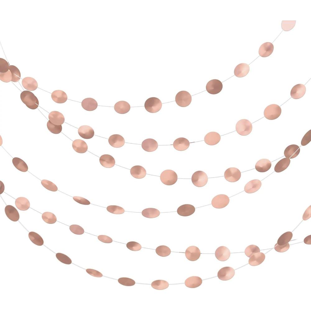 imageStunning Rose GoldBlush Round String Decorations Pack of 6 6 to 7 Foil Paper Garland Ideal for Any Celebrations ampamp Events