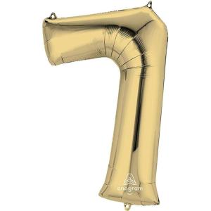 Anagram Number 7 Foil Mylar Party Balloon, 34″, White Gold