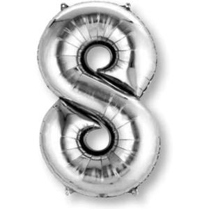 Anagram Number 8 Silver Foil Balloon, 34″