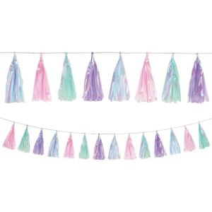 Charming Multicolor Garland – Pack of 1, Great for Parties & Events, Opalescent Tassel, 10″ x 10 ft(10″ x 10 ft)