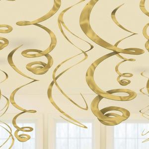 Dazzling Gold Plastic Swirl Decorations – 22″ (Pack of 12) – Versatile & Eye-Catching Decor(Gold)