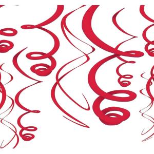 Dazzling Gold Plastic Swirl Decorations – 22″ (Pack of 12) – Versatile & Eye-Catching Decor(Red)