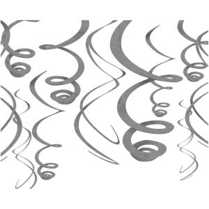 Dazzling Gold Plastic Swirl Decorations – 22″ (Pack of 12) – Versatile & Eye-Catching Decor(Silver)