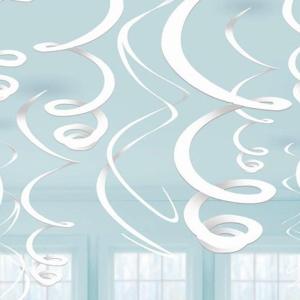 Dazzling Gold Plastic Swirl Decorations – 22″ (Pack of 12) – Versatile & Eye-Catching Decor(White)