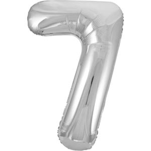 Mayflower – Jumbo Silver Foil Balloon-Number 7 – 34″ – Silver