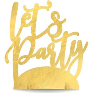 Sparkling “Let’s Party” Gold Foil Centerpiece Decor (8.63″ x 9.5″) – 1-Count | Perfect for Any Celebration