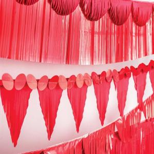 Striking Black Multi Shape Fringe Banner Kit – 6 ft (Pack of 6) – Dazzling & Versatile Style, Sturdy Tissue & Foil Decor – Perfect for All Events(Apple Red)