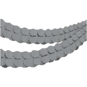 Stunning Jet Black Paper Garland – 12′ (1 Pc.) – Long Party Decor – Perfect for Creating Eye-catching Atmosphere & Elevating Celebrations(Silver)