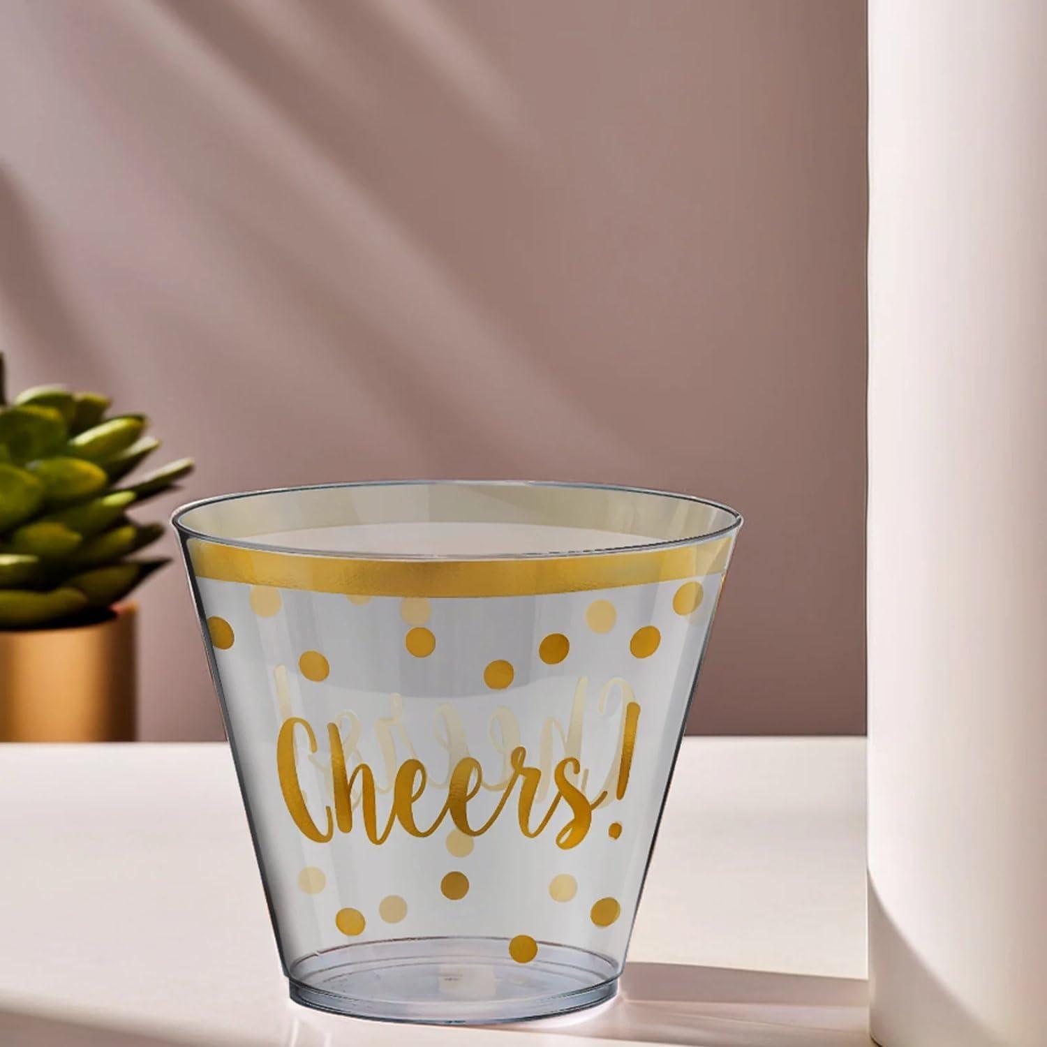 imageStunning New Year quotCheersquot Gold Printed Tumblers Design 9 oz 30 Pack Elegant Sparkling Design for Celebrations ampamp ToastsModern