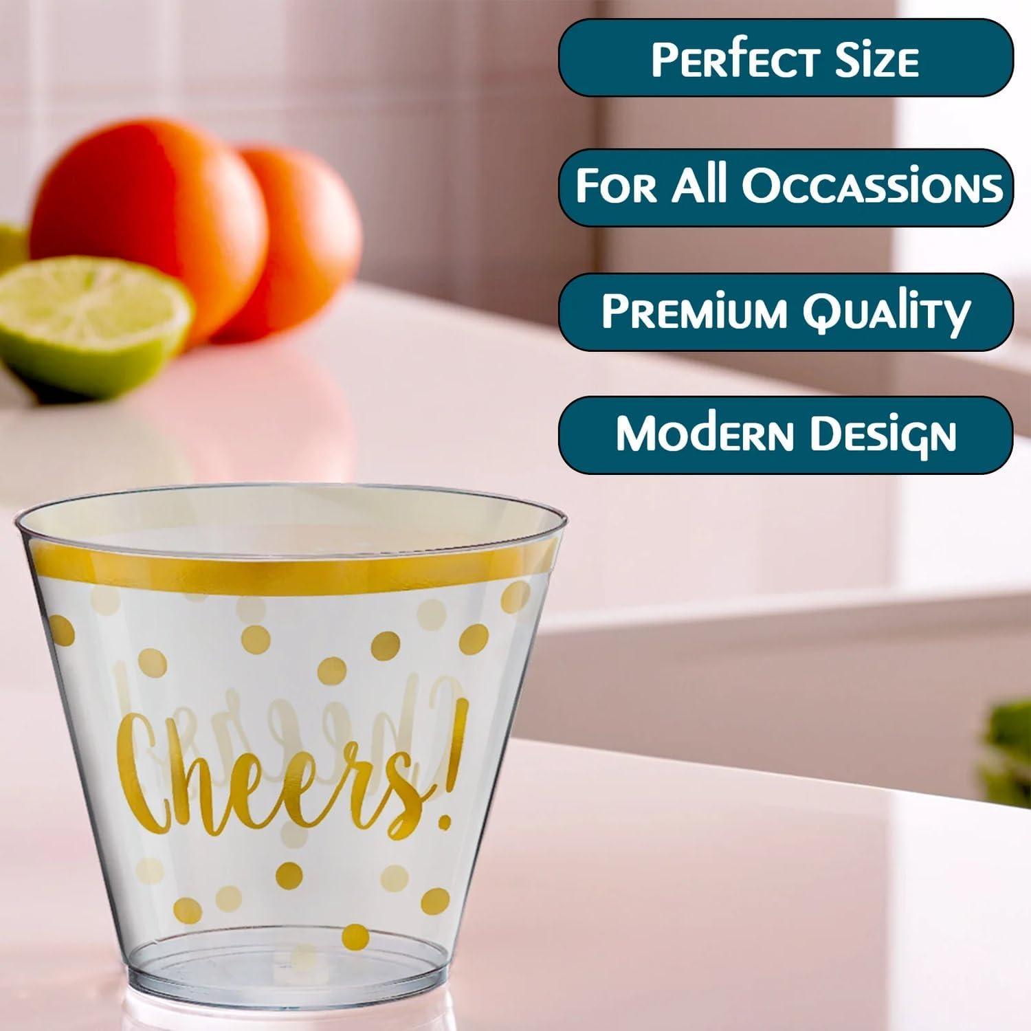 imageStunning New Year quotCheersquot Gold Printed Tumblers Design 9 oz 30 Pack Elegant Sparkling Design for Celebrations ampamp ToastsModern